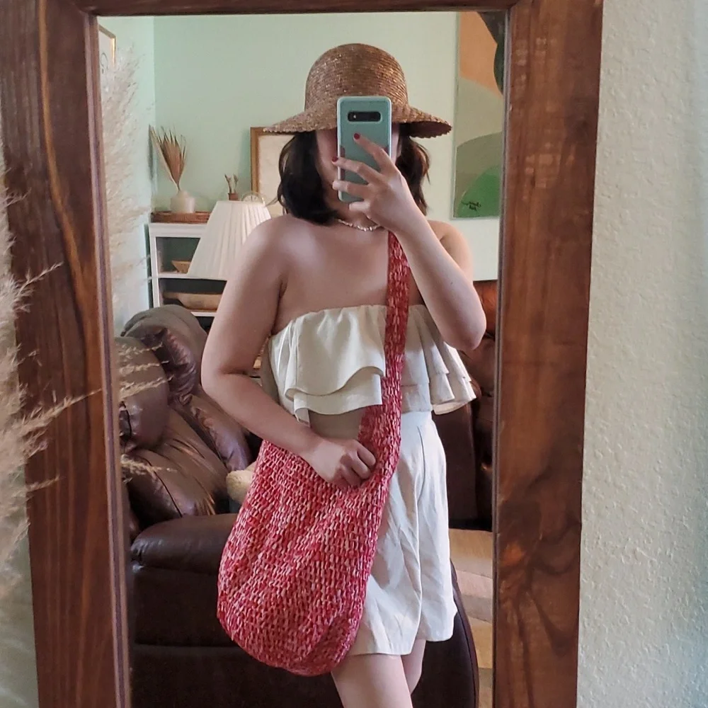 Bundle summer knit bag+ woven hat